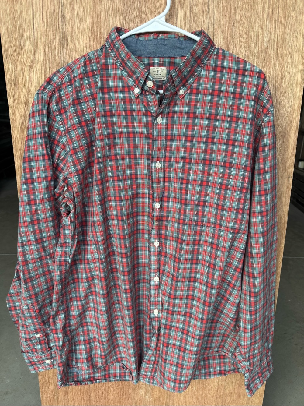 J. Crew 100% Cotton Red and Green Plaid Button-Down Shirt